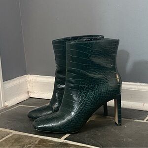 Size 10 dark teal croc embossed ankle boots